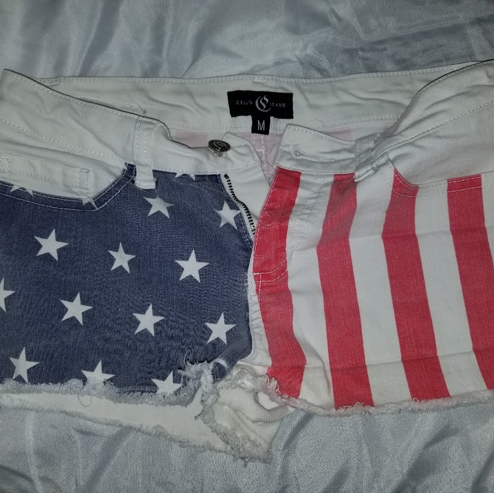 American flag cut off Jean shorts